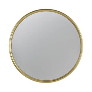 10.4 in. W x 10.4 in. H Round Framed Gold Mirror, Circle Mirror with Iron Frame for Living Room Bedroom Vanity Entryway