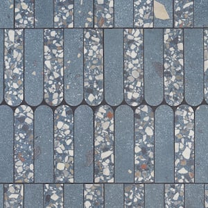 Bryant Fin Blue 7.87 in. x 15.74 in. Matte Porcelain Terrazzo Look Mosaic Floor and Wall Tile (0.86 Sq. Ft./Each)
