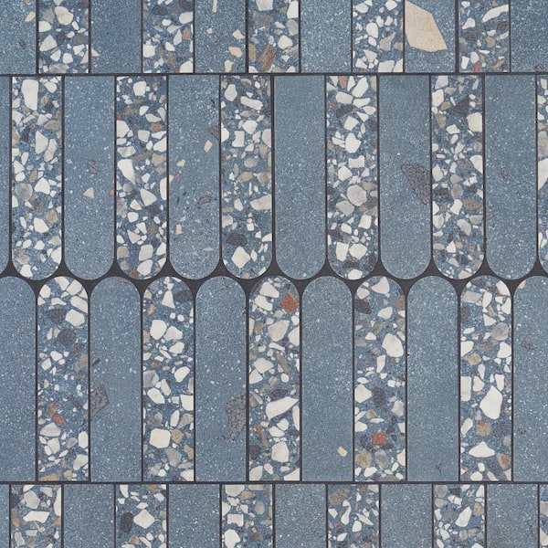 Ivy Hill Tile Bryant Fin Blue 7.87 in. x 15.74 in. Matte Porcelain Terrazzo Look Mosaic Floor and Wall Tile (0.86 Sq. Ft./Each)