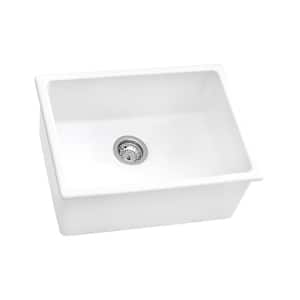 24 in. Single Bowl Dualmount Fireclay Kitchen Sink in White