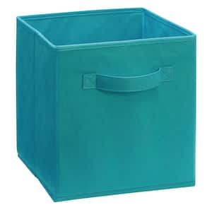 11 in. H x 10.5 in. W x 10.5 in. D Blue Fabric Cube Storage Bin