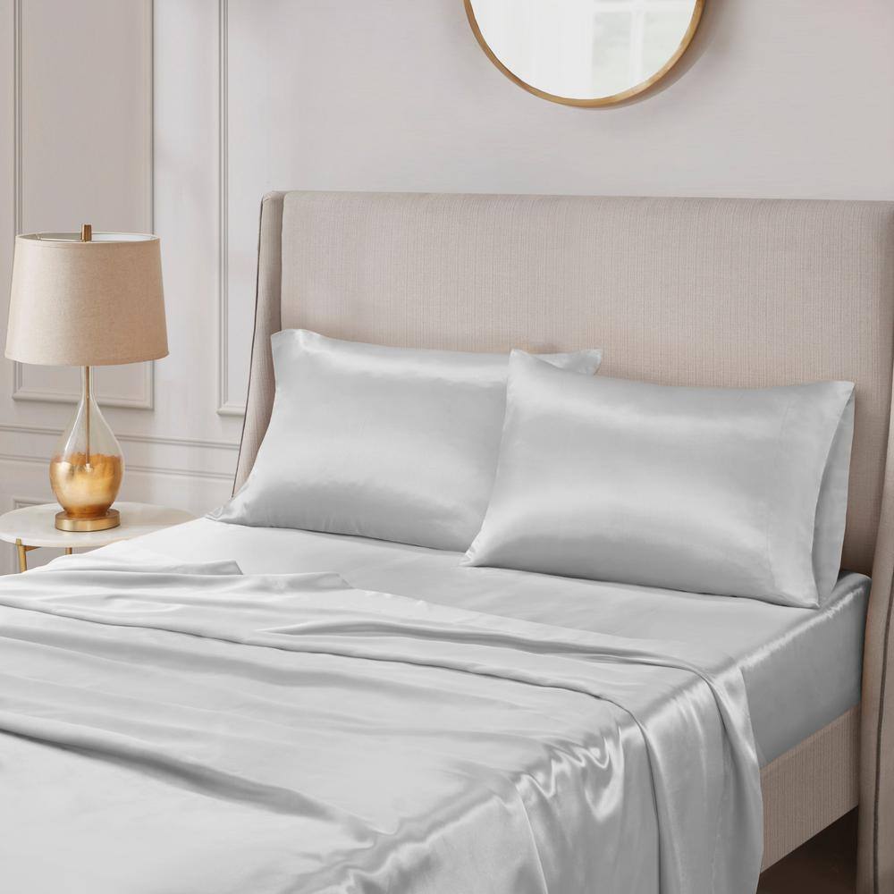 Light Gray Satin Standard Pillowcase Set