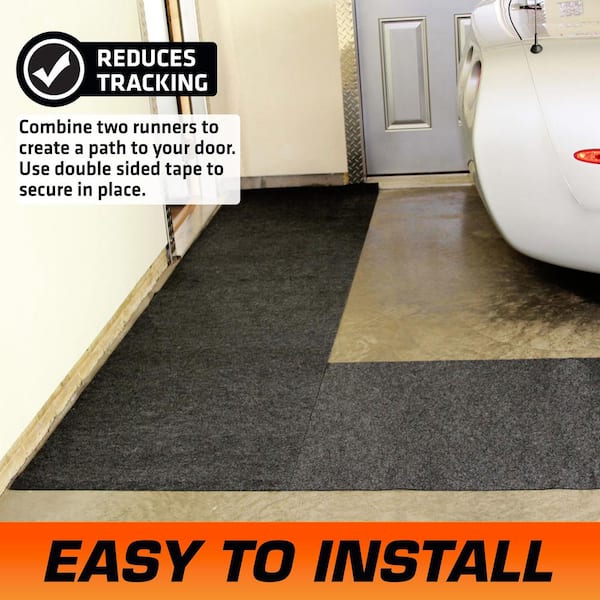 Armor All 2 ft. 5 in. x 18 ft. Diamond Plate Grey Commercial Polyester Garage Flooring