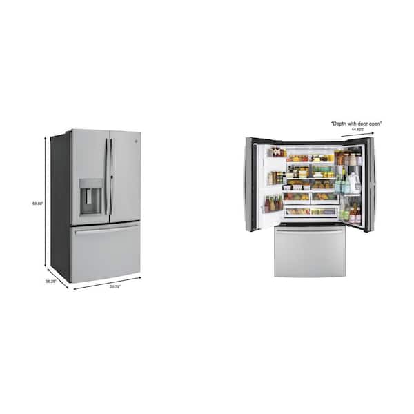 Reviews For Ge 27 8 Cu Ft French Door Refrigerator With Door In Door In Fingerprint Resistant Stainless Steel Gfd28gynfs The Home Depot