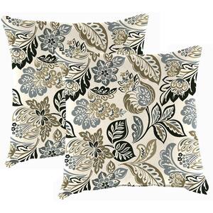 16 in. L x 16 in. W x 4 in. T Outdoor Throw Pillow in Dailey Pewter (2-Pack)