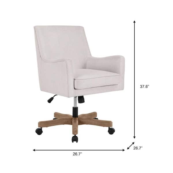 Home Decorators Collection Cosgrove Biscuit Beige Upholstered Office Chair with Arms and Adjustable Wood Base 124 1