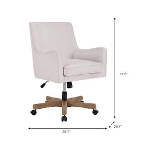 Cosgrove Biscuit Beige Upholstered Office Chair with Arms and Adjustable Wood Base