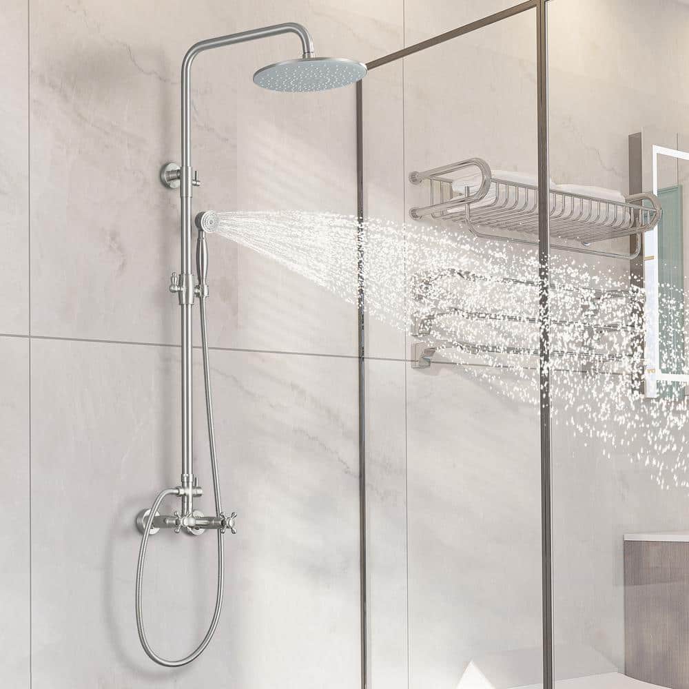 Brushed Nickel Adjustable Rainfall and Handheld Shower System