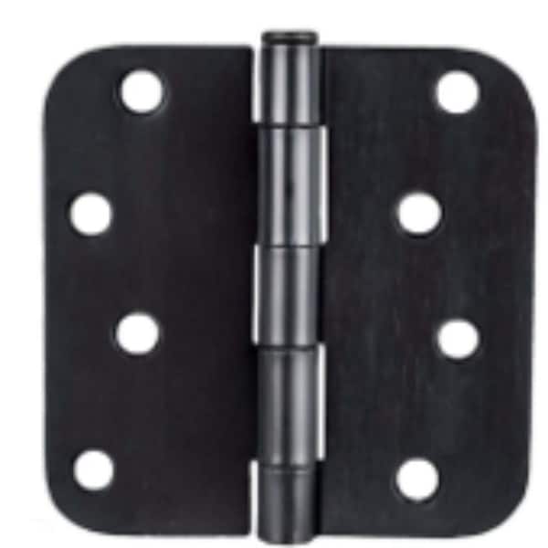 Global Door Controls 4 in. x 4 in. Matte Black Full Mortise Residential 5/8 in. Radius Standard Door Hinge with Removable Pin - (Set of 12)