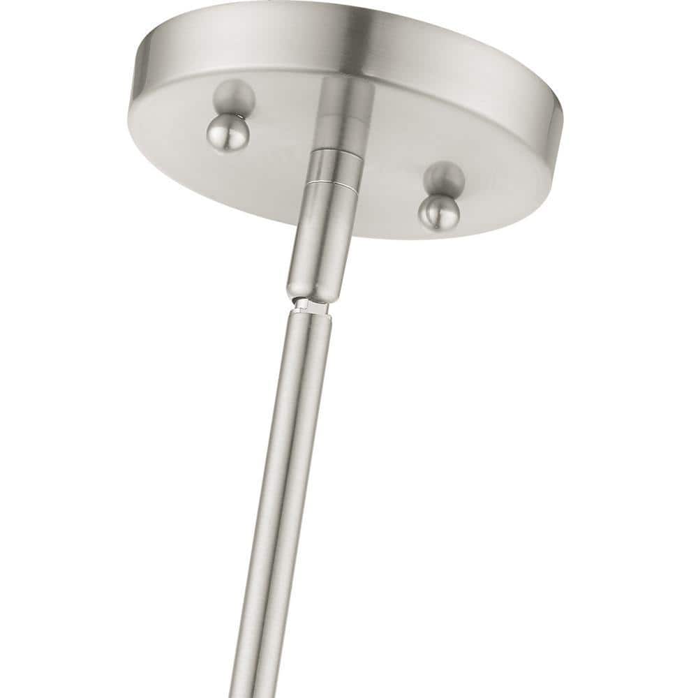Contemporary Brushed Nickel Mini Pendant with Oatmeal Fabric Shade