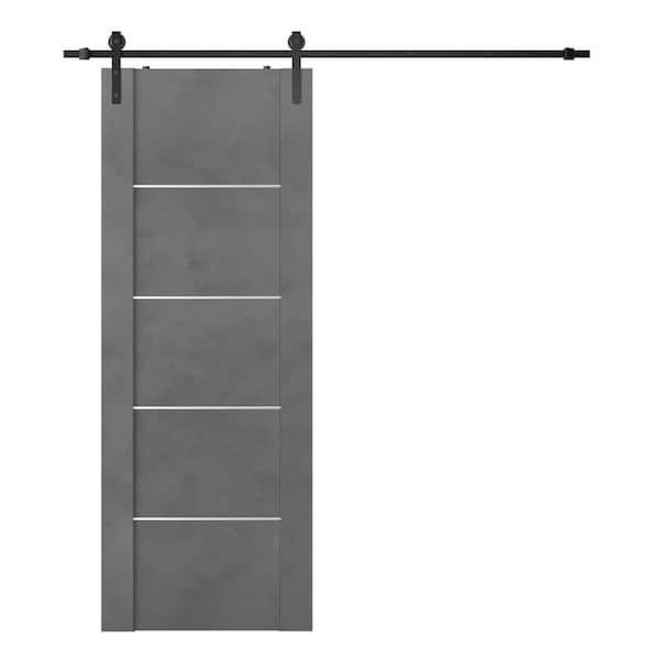 Belldinni Vona 24 in. x 80 in. Dark Urban Composite Core Wood Sliding Barn Door with Hardware Kit