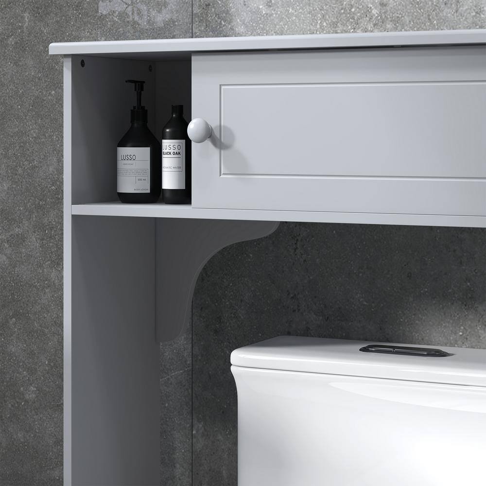 Gray Adjustable Over-the-Toilet Storage Cabinet with Cubes