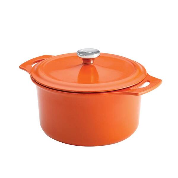 Rachael Ray Cast Iron 5 qt. Round Covered Casserole in Orange