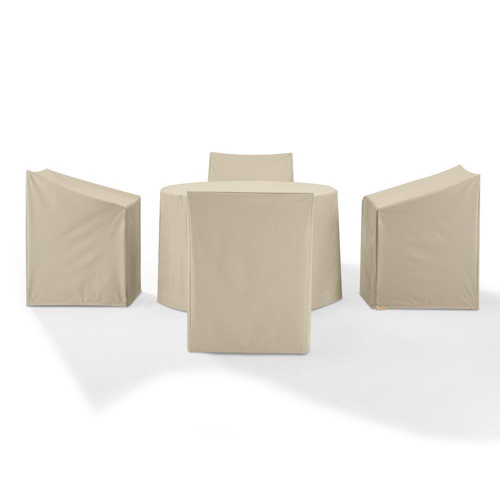 Tan Heavy-Duty Vinyl 5-Piece Outdoor Dining Furniture Cover Set