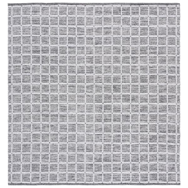 Montauk 6 ft. x 6 ft. Black/Ivory Tile Lattice Square Area Rug