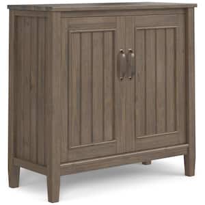 Lev SOLID WOOD 32 in. Wide Contemporary Low Storage Cabinet in Smoky Brown