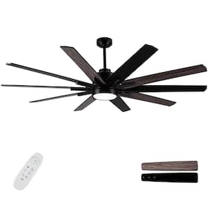 72 in. Indoor Black Ceiling Fan with Dimmable Integrated LED and Remote Control