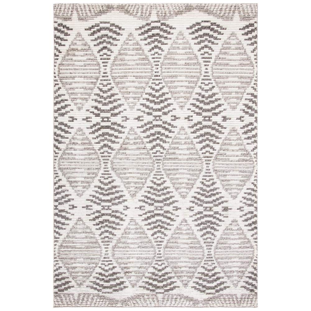 Gray Geometric Hand-Knotted Wool 6' x 9' Area Rug