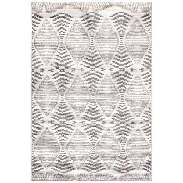 SAFAVIEH Kenya Gray/Ivory 6 ft. x 9 ft. Diamond Area Rug