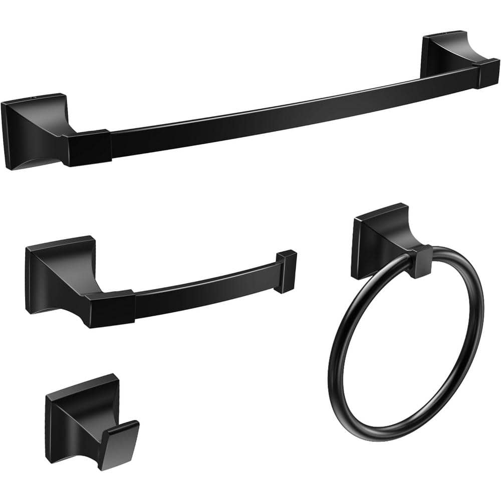 26.17 in. W x 3.7 in. D Matte Black Decorative Wall Shelf, Bathroom Hardwar
