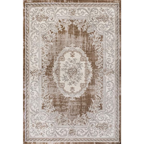 Rosalia Cottage Medallion Brown/Gray 4 ft. x 6 ft. Area Rug
