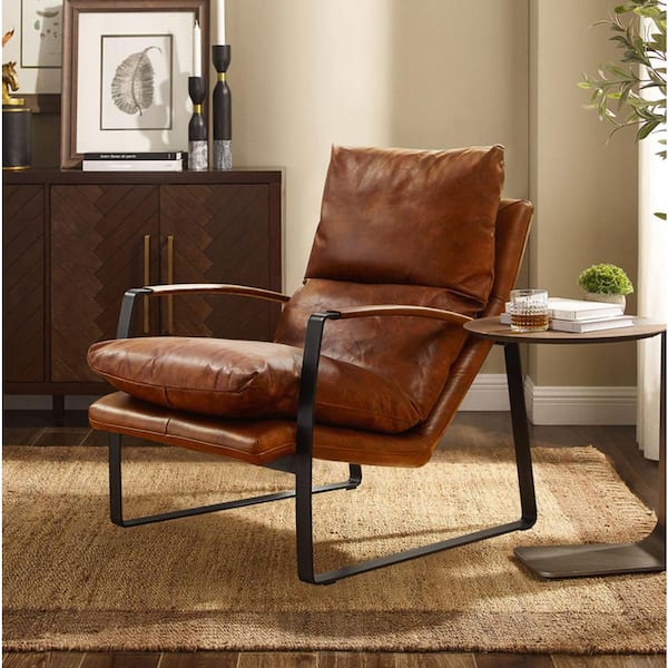 Top Leather Cognac Genuine Leather Lounge Chair