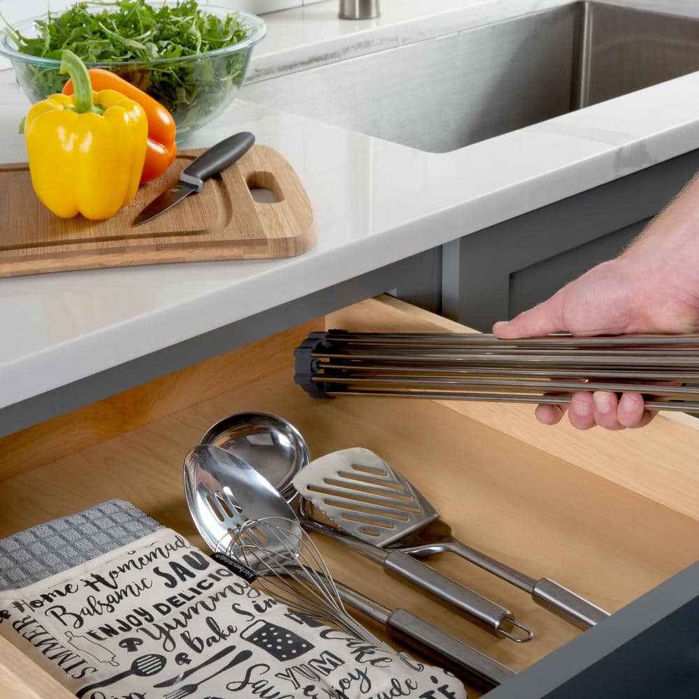 Gray Stainless Steel Roll Up Over Sink Drying Rack