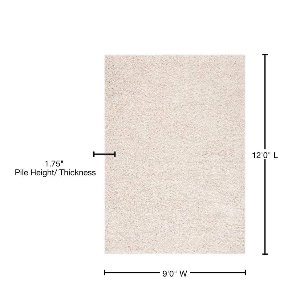Elysian Ivory 9' x 12' Hand-Knotted Shag Area Rug