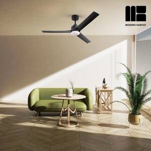 BreezeVista 52 in. Indoor Black Ceiling Fan with LED Light Bulbs with Remote Control