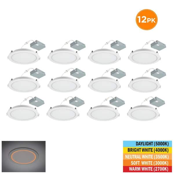 6 in. Canless Downlight Integrated LED Recessed Light Trim Inner Ring Night Light Feature Adjustable CCT (12-Pack)