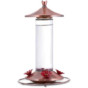 Elegant Glass Copper Bee-Resistant Garden Hummingbird Feeder - 12 oz. Capacity
