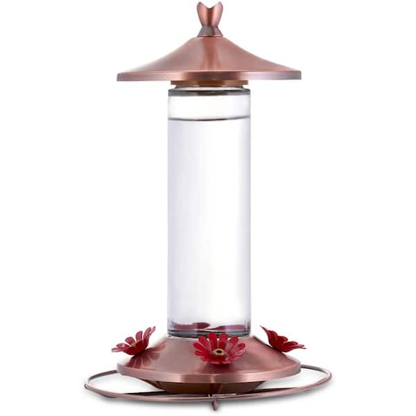 Perky-Pet Elegant Glass Copper Bee-Resistant Garden Hummingbird Feeder - 12 oz. Capacity