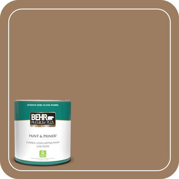 BEHR PREMIUM PLUS 1 qt. #BXC-08 Safari Brown Semi-Gloss Enamel Low Odor Interior Paint & Primer