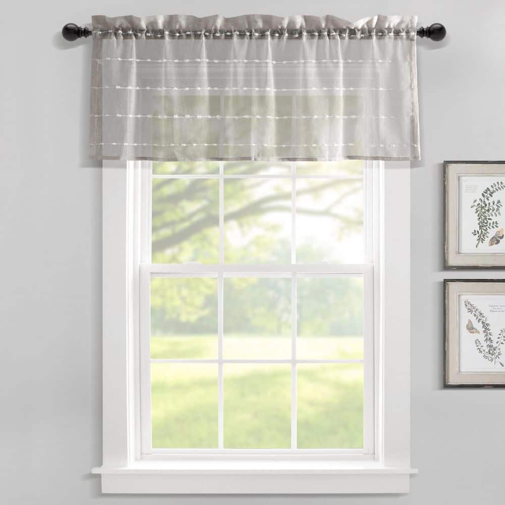 Gray Textured Sheer Rod Pocket Valance, 52"W x 18"L