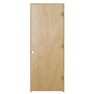28 in. x 80 in. Unfinished Left-Hand Flush Hardwood Single Prehung Interior Door