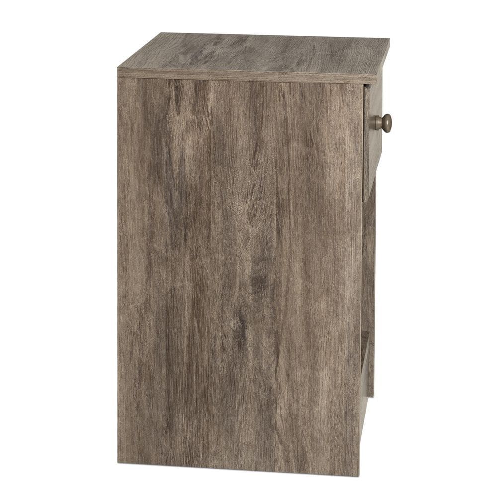 Astrid Tall 1-Drawer Nightstand in Drifted Gray with Solid Wood Knobs