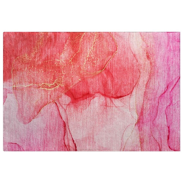 Dream Shag Premium Machine Washable Abstract ADS507 Pink 2 ft. x 3 ft. Accent Rug