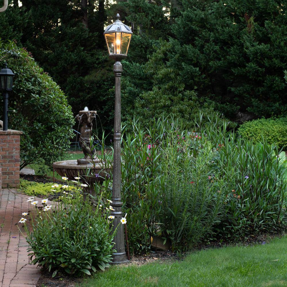 Orleans Inspired Weathered Bronze Solar Lamp Post with LED & Dusk to Dawn Feature