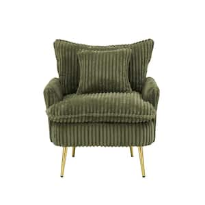 Green Corduroy Fabric Microfiber Upholstered Couch Arm Chair Set of 1