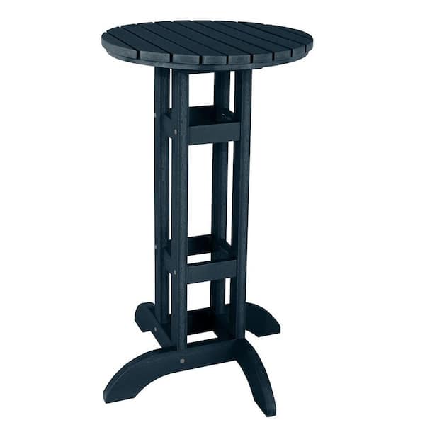 Highwood Federal Blue 24 in. Recycled Plastic Round Bar Dining Table