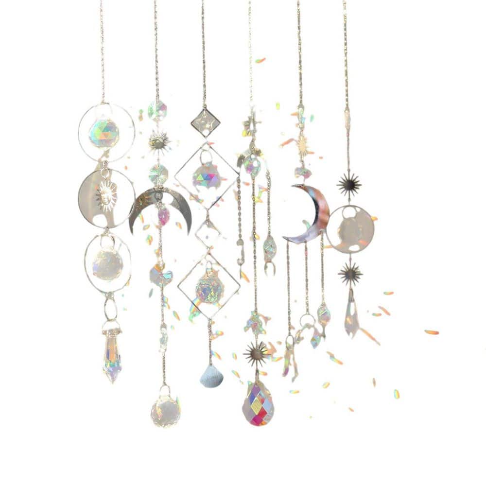 6-Piece Cubilan Crystal Sun Catchers – Rainbow Prism Window Hanging Decor With Chain