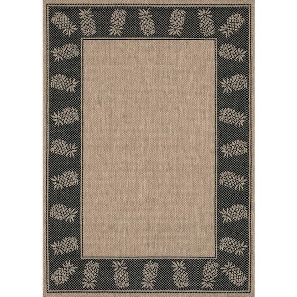 Couristan Recife Tropics Cocoa-Black 5 ft. 10 in. x 9 ft. 2 in. Indoor/Outdoor Area Rug