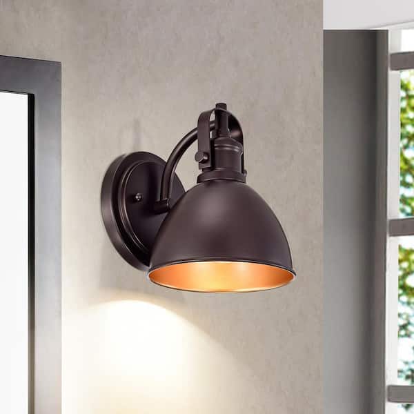 1-Light Oil Rubbed Bronze Industrial Wall Light Sconce with Metal Shade
