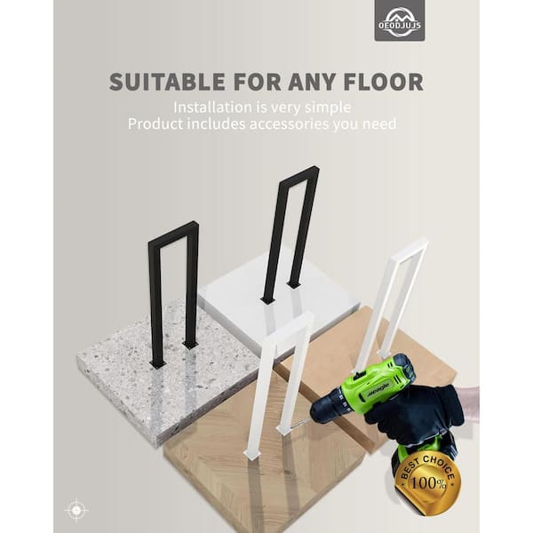 Angel Sar 37.4 in. x 7.87 in. Iron Black Handrail U Shaped Hand Rails for Stairs Garden Loft Corridor
