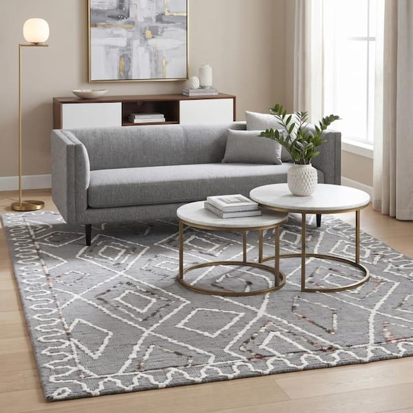 Berlin 5 x 8 Dark Gray Geometric Pattern Area Rug for High Traffic Living Room Dining Room Bedroom