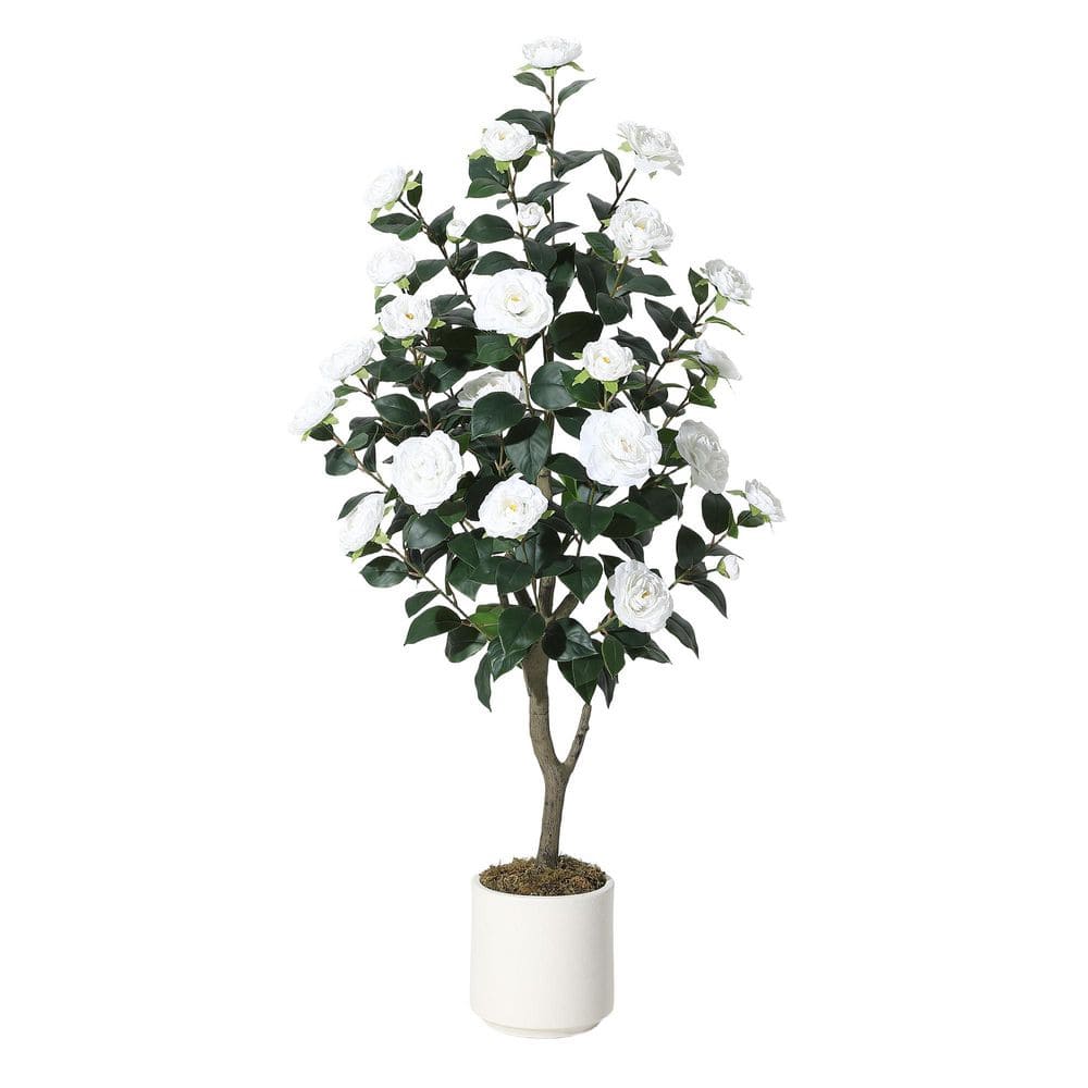 4 ft. Artificial Topiary Tree in Planter, Lifelike Foliage and Blooms, UV Resistant for Indoor and Outdoor Use, White price history on PriceWatchPro