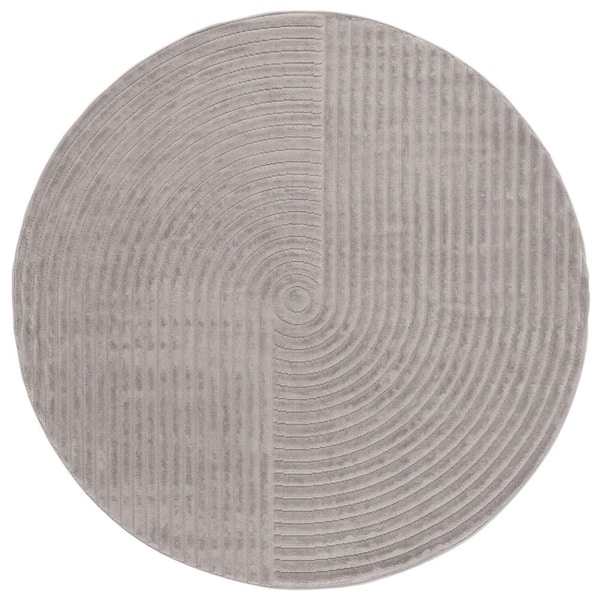 SAFAVIEH Selena 7 ft. x 7 ft. Gray High-Low Swirl Round Area Rug