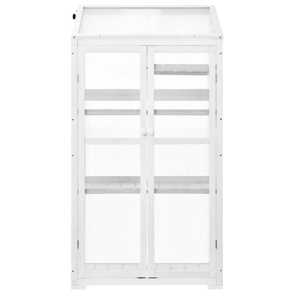 Clihome 62 in. H x 31.5 in. W x 22.4 in. D Wood Large Portable Greenhouse with Wheels and Adjustable Shelves