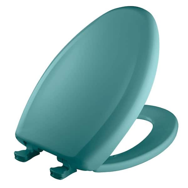 Teal Bemis 1200SLOWT Elongated Closed-Front Toilet Seat and Lid 