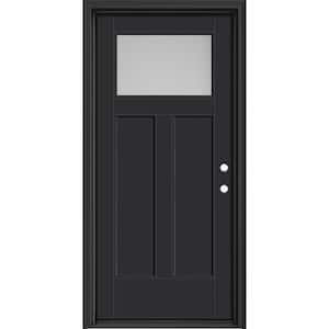 Performance Door System 36 in. x 80 in. Winslow Pearl Left-Hand Inswing Black Smooth Fiberglass Prehung Front Door